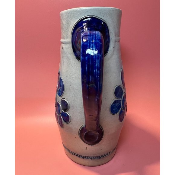 Belgium Gres De la Roche Salt Glazed Stoneware Pitcher Artist Signed Handmade - Picture 4 of 6